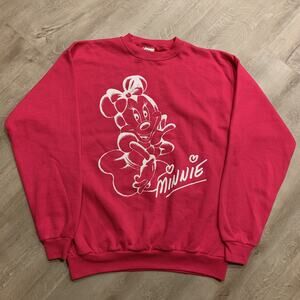 Vintage 90s Disney Designs Minnie Mouse Sweatshirt Womens XL Pink USA Made Crew